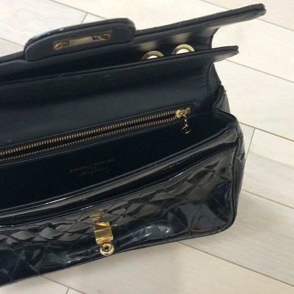 Arnold Scaasi For Meyer Women's Quilted Chain Strap Double Flap 2-way Bag Black - Picture 6 of 7